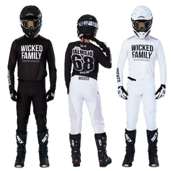 Image of 3 dirt bikers in black and white solid MX jersey