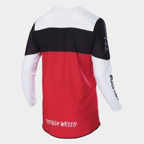 Back of red Block MX jersey