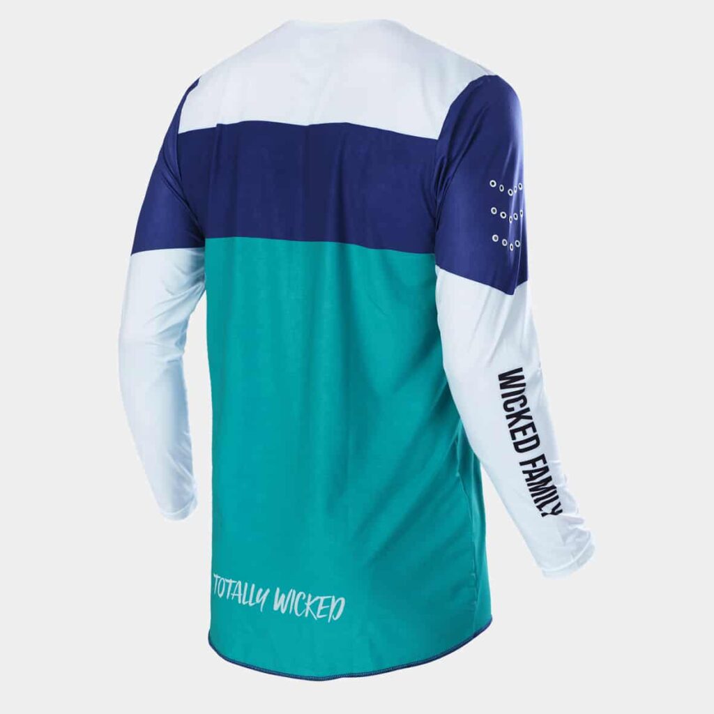 Back of teal block jersey