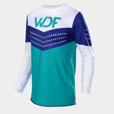 Front of teal block jersey