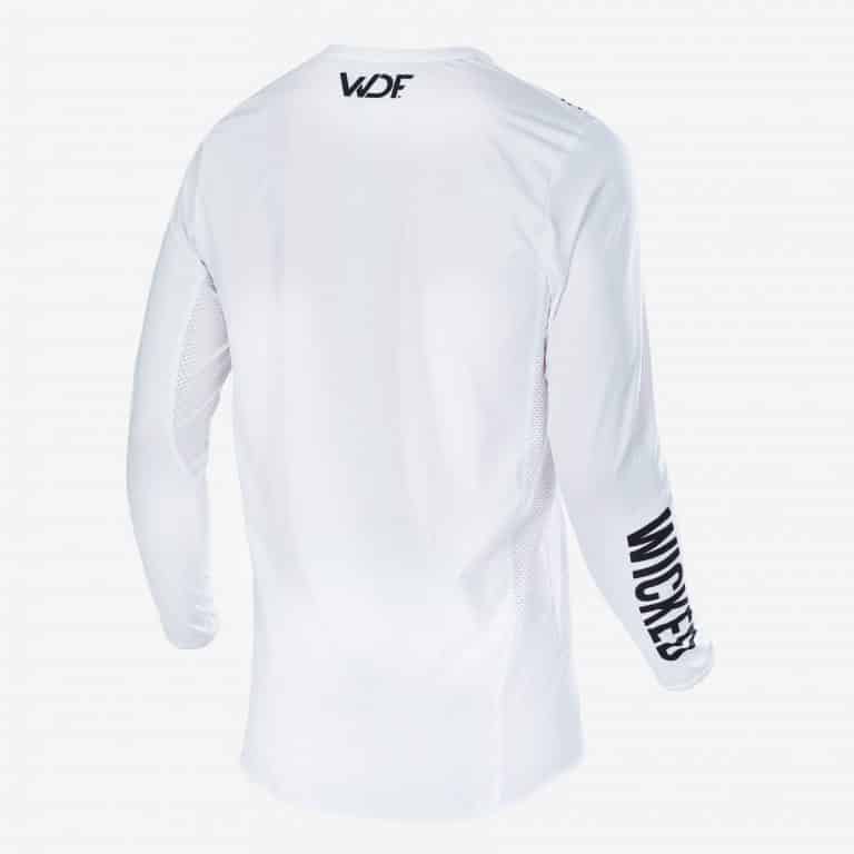 Back of solid White dirt bike jersey 