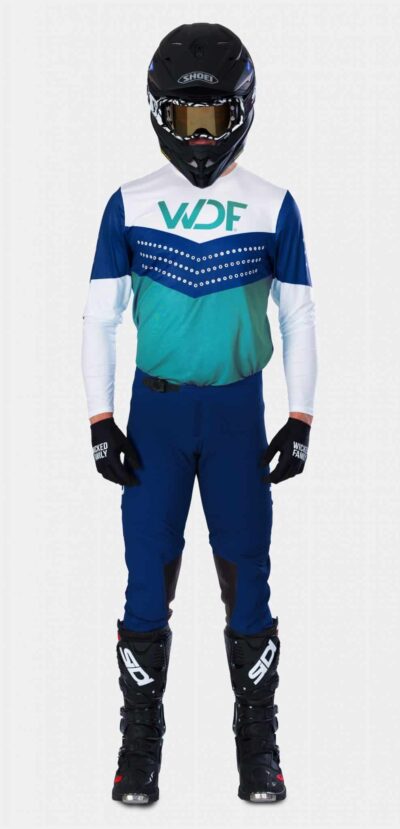 image of a man in the Block Gear set in teal