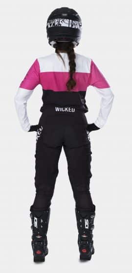 Block MX gear in pink and black on woman