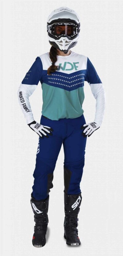 Block womens mx gear teal on woman