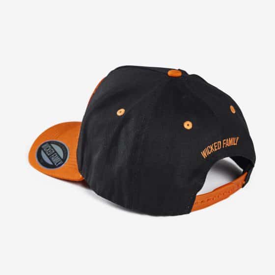 black and orange hat