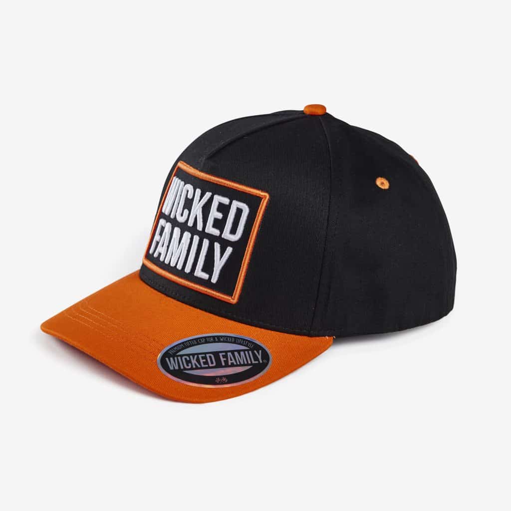 Black and orange hat